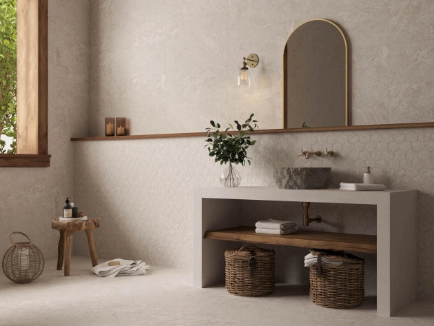 CeraVision Travertine Vein Beige - 60x120 cm - mat - vloer- en wand tegel