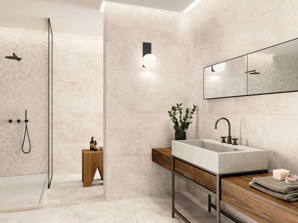 CeraVision® Augustus Cream – 60x120 cm - Marmerlook Tegel - Mat - Keramiek – Gerectificeerd