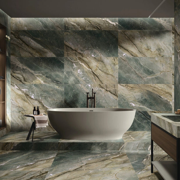 CeraVision® Brazil Green 3D Honed Wandtegel – 60x120 cm -  Marmerlook Groen