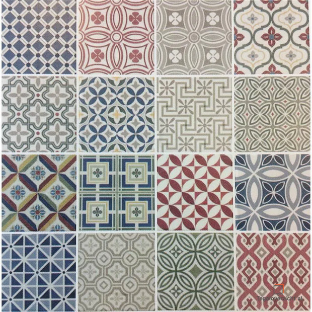 Equipe Vintage Country Patchwork - Decortegel - 13x13 cm – Keramische Vloer- & Wandtegel - Mat