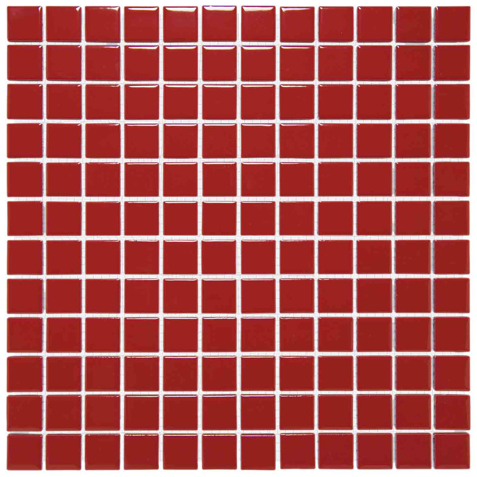 The Mosaic Factory Barcelona Mozaiek Tegel Vierkant - Rood Porselein Geglazuurd 300x300 mm