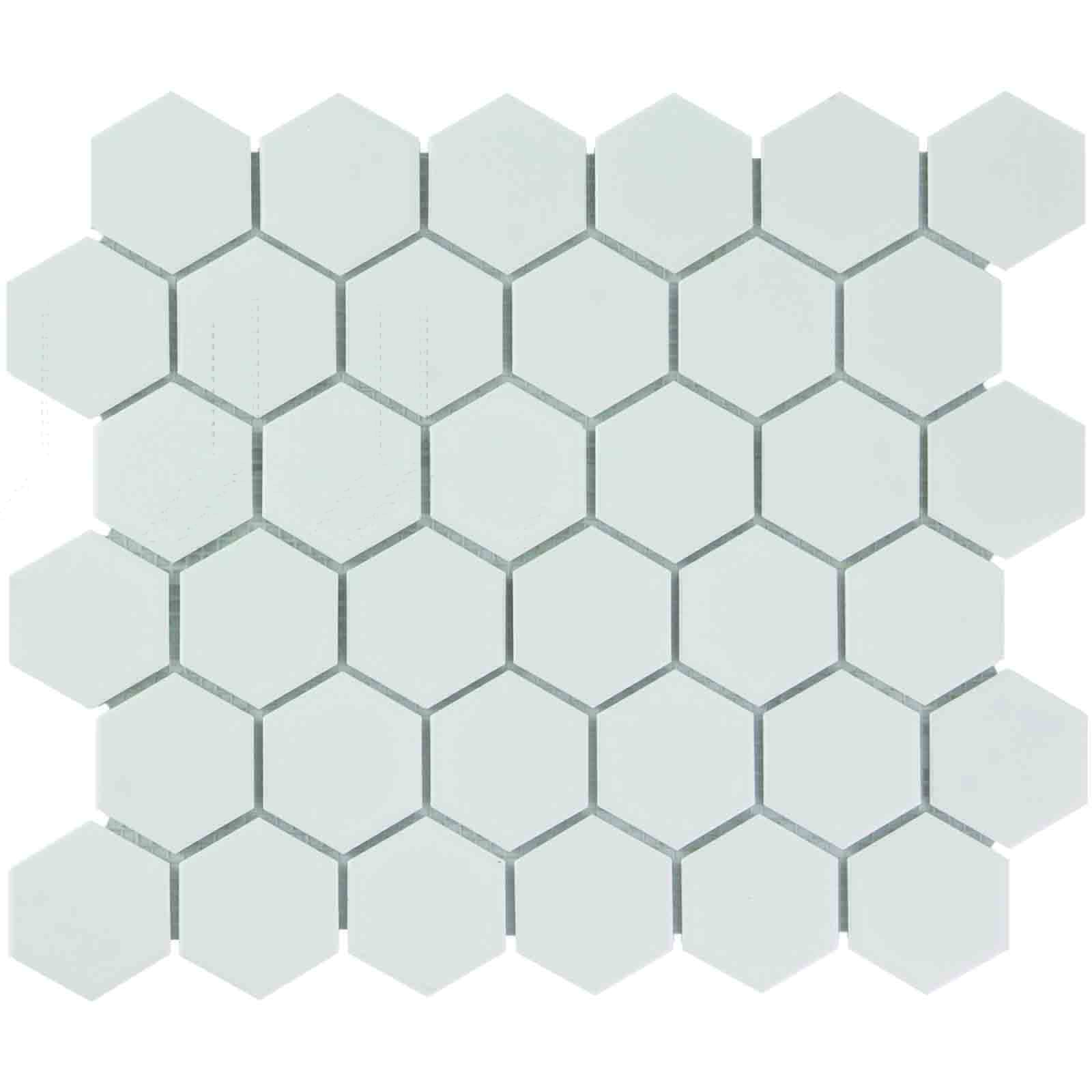 The Mosaic Factory Barcelona Mozaiek Tegel Hexagon - Extra Wit Porselein Geglazuurd 281x325 mm