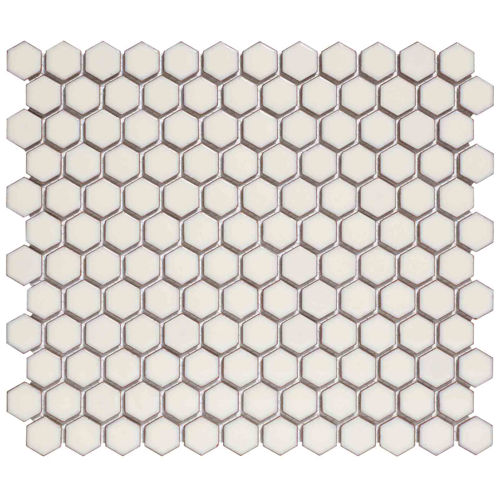 The Mosaic Factory Barcelona Mozaiek Tegel Hexagon - Zacht wit met rand Porselein Geglazuurd 260x300 mm