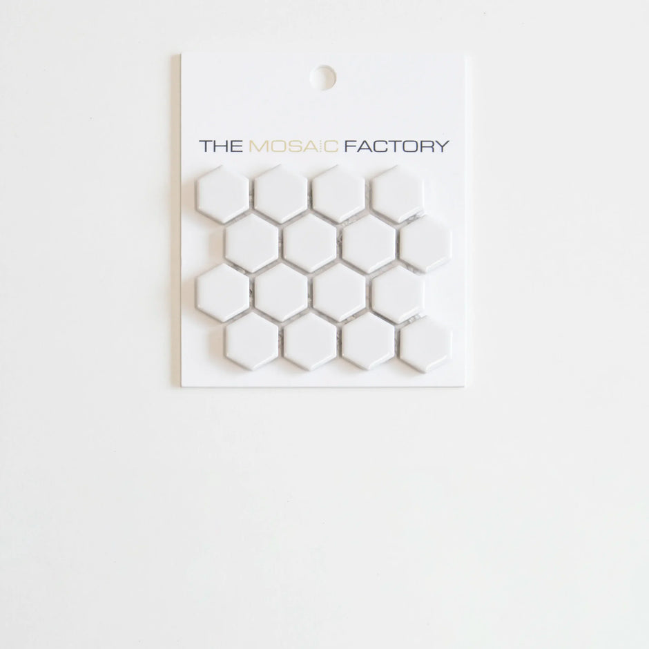 The Mosaic Factory Barcelona Mozaiek Tegel Hexagon - Extra Wit Porselein Geglazuurd 260x300 mm
