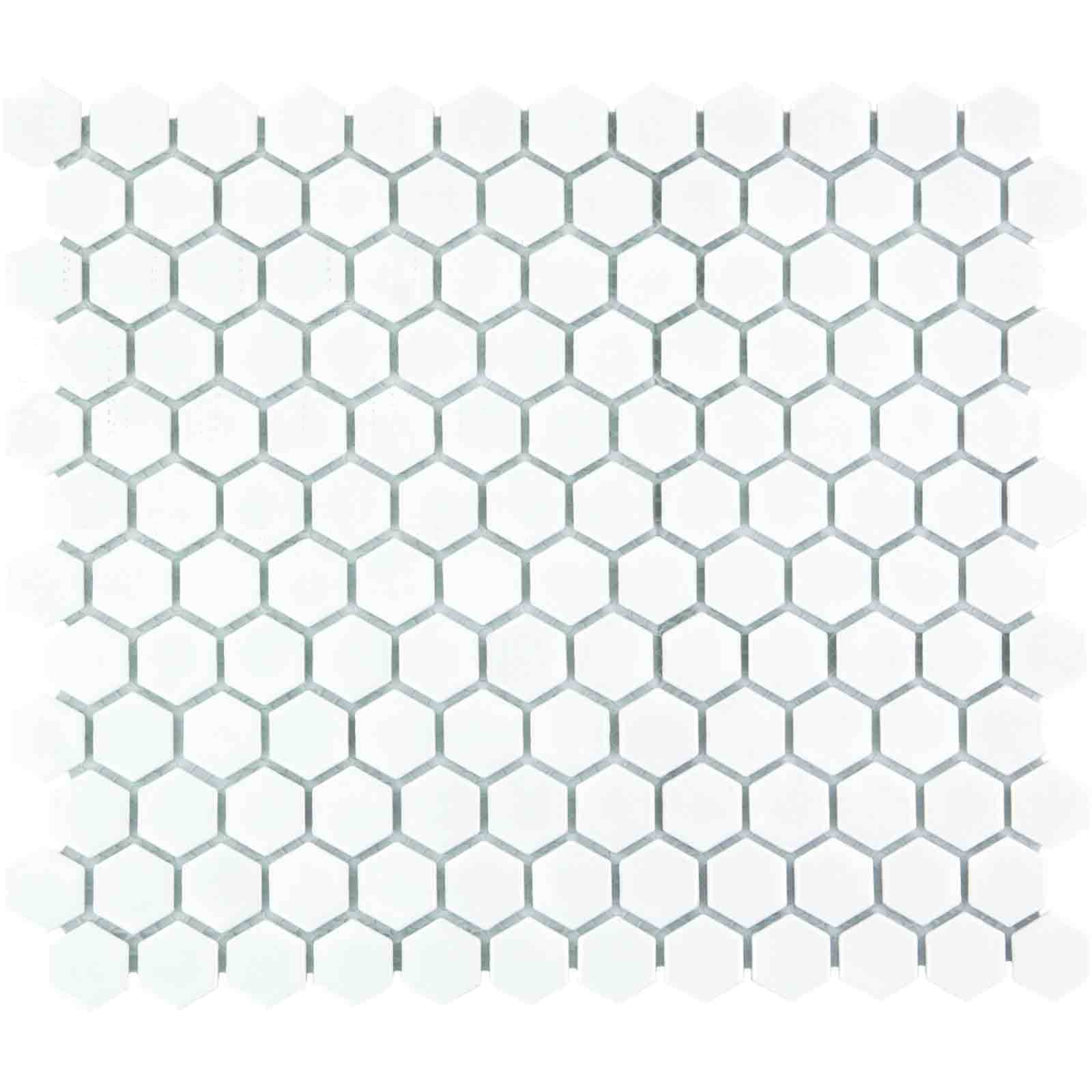 The Mosaic Factory Barcelona Mozaiek Tegel Hexagon - Extra Wit Porselein Geglazuurd 260x300 mm