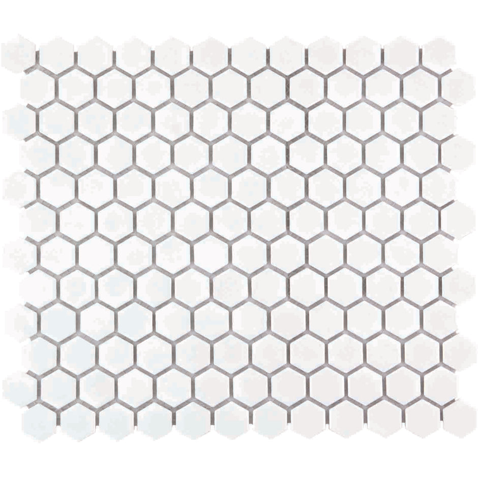 The Mosaic Factory Barcelona Mozaiek Tegel Hexagon - Extra Wit Porselein Geglazuurd 260x300 mm