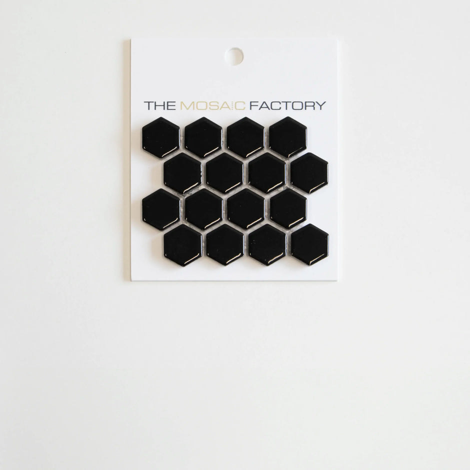 The Mosaic Factory Barcelona Mozaiek Tegel Hexagon - Zwart Porselein Geglazuurd 260x300 mm
