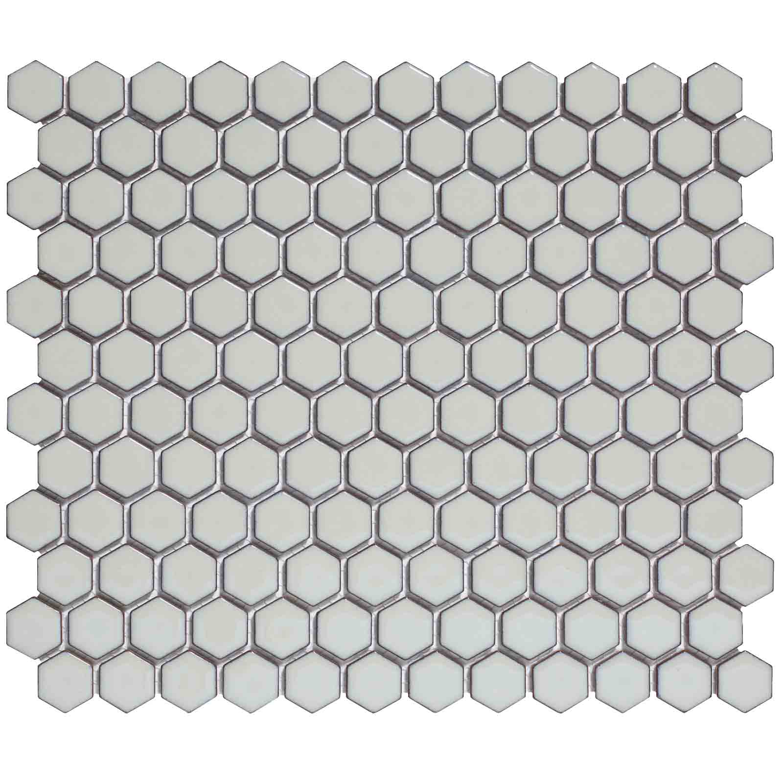 The Mosaic Factory Barcelona Mozaiek Tegel Hexagon - Licht Grijs met rand Porselein Geglazuurd 260x300 mm