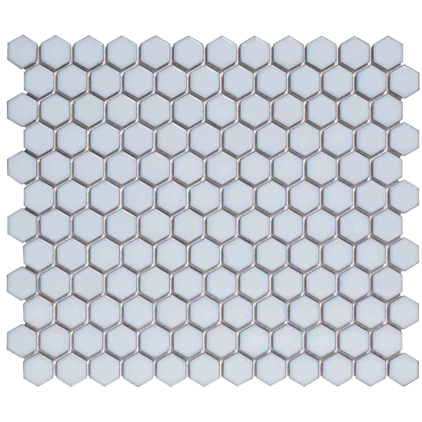 The Mosaic Factory Barcelona Mozaiek Tegel Hexagon - Zacht Blauw met rand Porselein Geglazuurd 260x300 mm