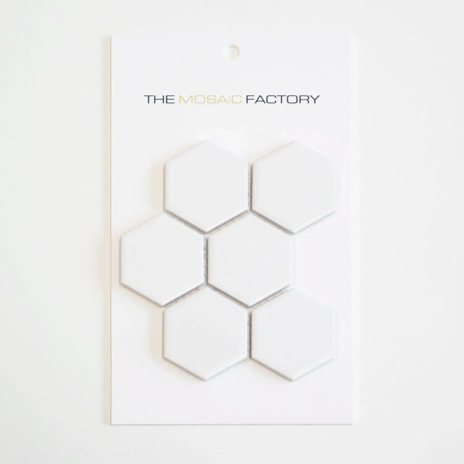 The Mosaic Factory Barcelona Mozaiek Tegel Hexagon - Wit Porselein Geglazuurd 281x325 mm