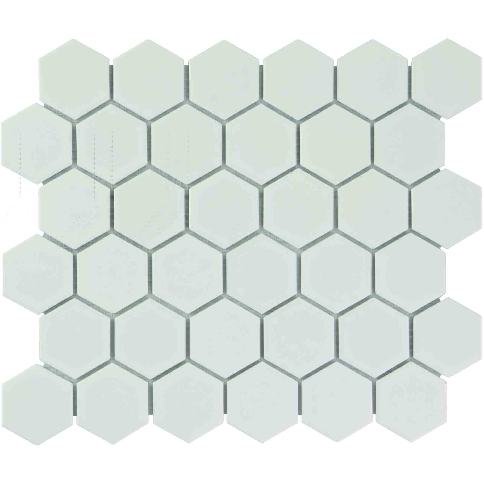 The Mosaic Factory Barcelona Mozaiek Tegel Hexagon - Wit Porselein Geglazuurd 281x325 mm