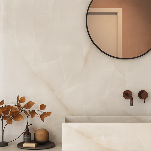 Aurélia Plexi Crema Onyxlook 120x120 cm - Gepolijst - Gerectificeerd