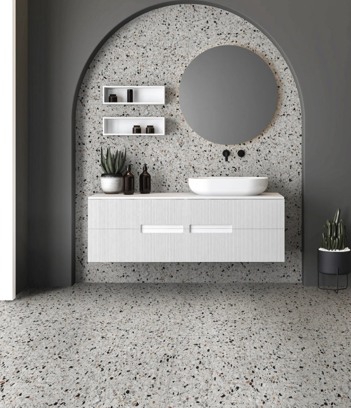 EnergieKer Medley - White- Naturale - Terrazzo - keramische tegel - 9mm - Rett.