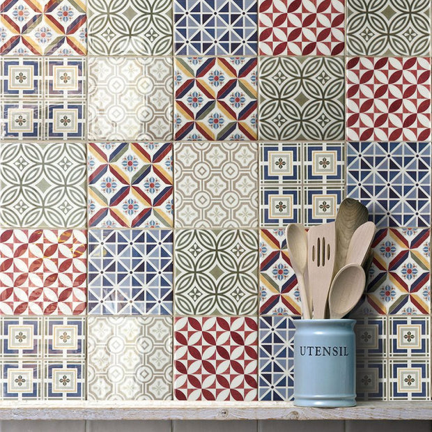 Equipe Vintage Country Patchwork - Decortegel - 13x13 cm – Keramische Vloer- & Wandtegel - Mat