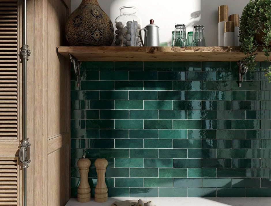 Equipe Artisan Moss Green random - 6,5x20 cm - glanzend - wandtegel