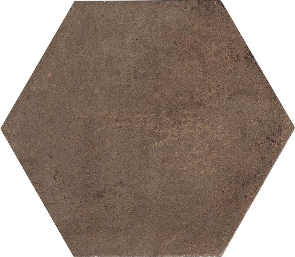 Carmen Hexa Magnetism Corten - 13,9x16 cm – Bordeauxbruine - Metaaleffect - Zeshoek hexagon - Porcellanato Vloertegel - Antislip