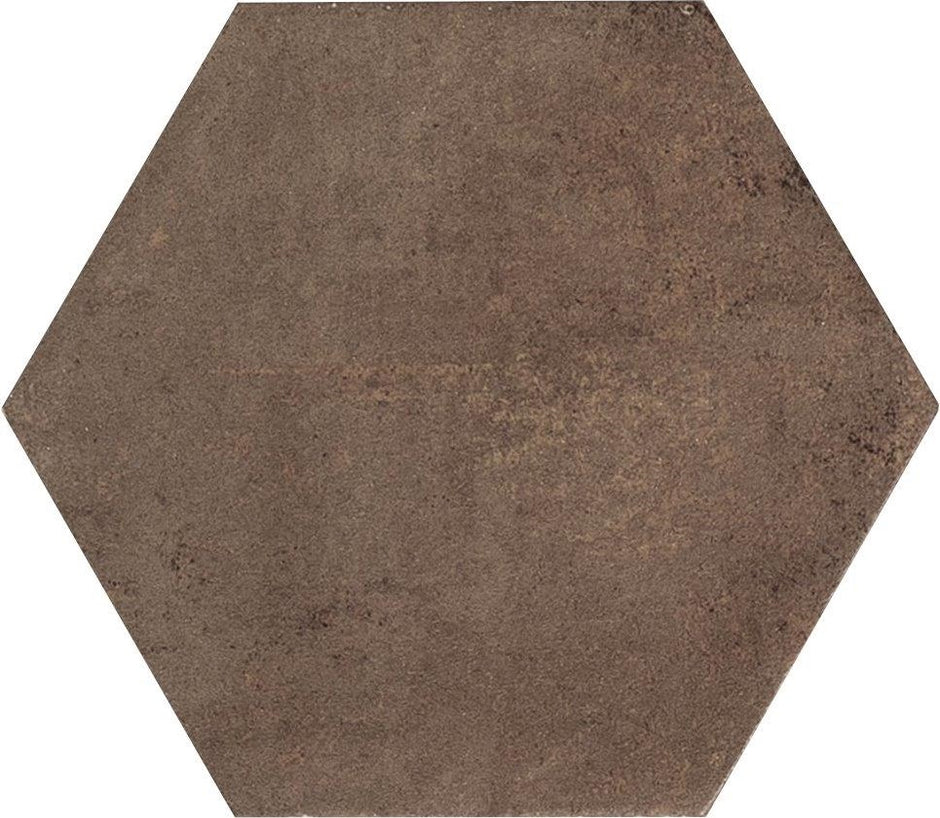 Carmen Hexa Magnetism Corten - 13,9x16 cm – Bordeauxbruine - Metaaleffect - Zeshoek hexagon - Porcellanato Vloertegel - Antislip