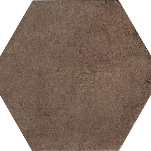 Carmen Hexa Magnetism Corten - 13,9x16 cm – Bordeauxbruine - Metaaleffect - Zeshoek hexagon - Porcellanato Vloertegel - Antislip