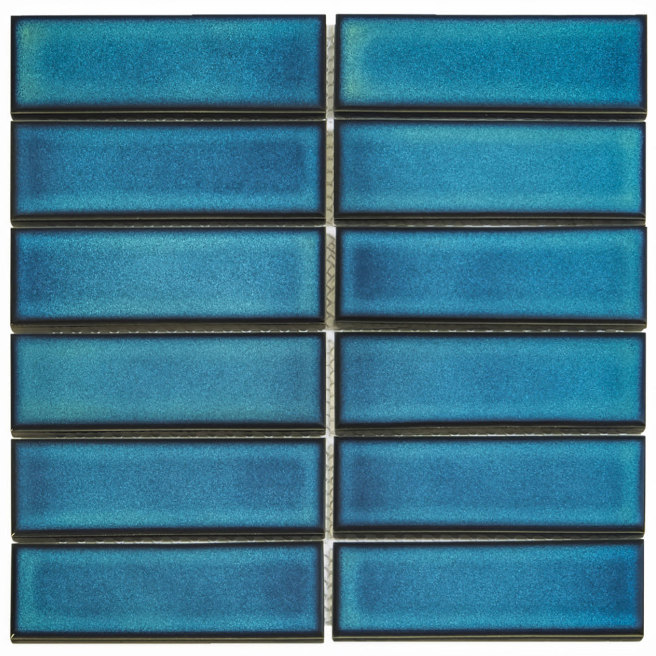 The Mosaic Factory Barcelona Mozaiek Tegel Rechthoek - Azure Blue Speckle Porselein Geglazuurd 291x297 mm