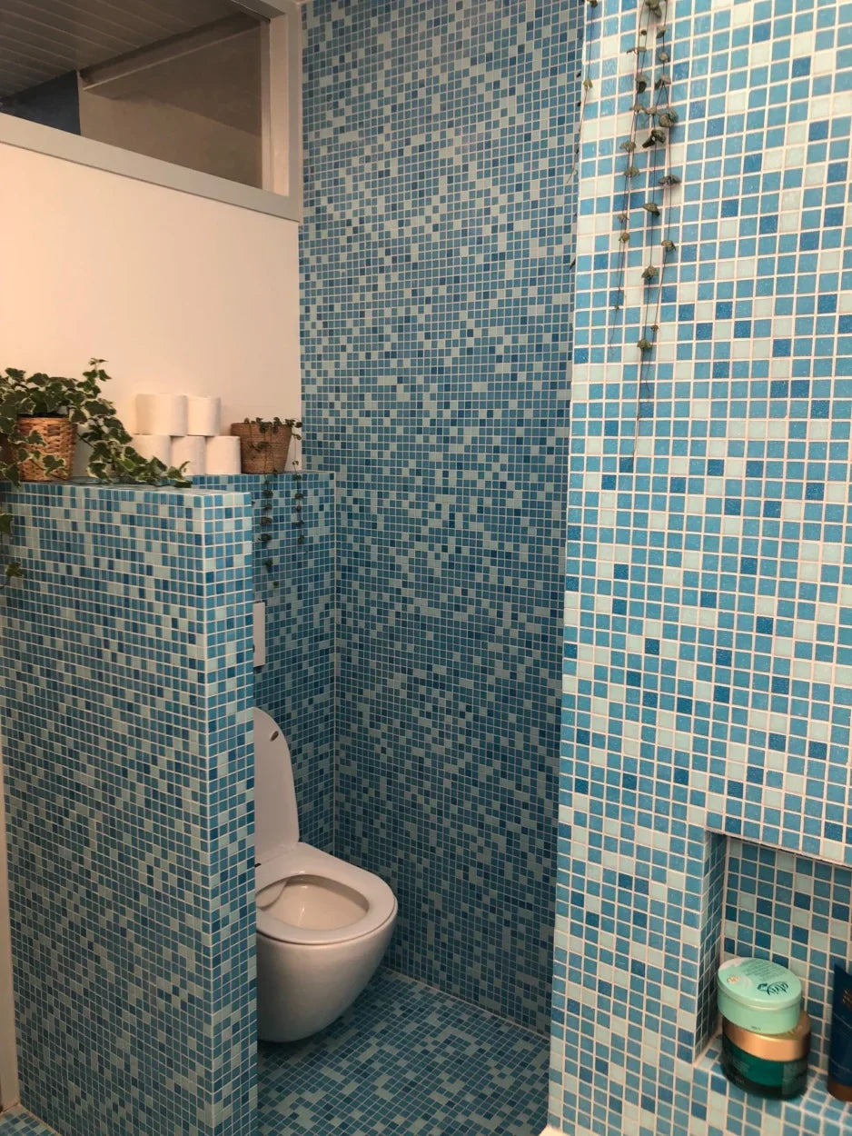 The Mosaic Factory Amsterdam Mozaiek Tegel Vierkant - Blauw Mix Glas Basic 322x322 mm