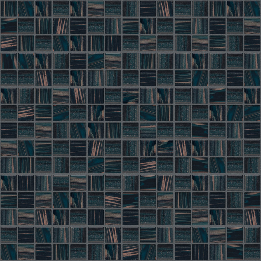 The Mosaic Factory Amsterdam Mozaiek Tegel Vierkant - Donker blauw Glas Goud Serie 322x322 mm