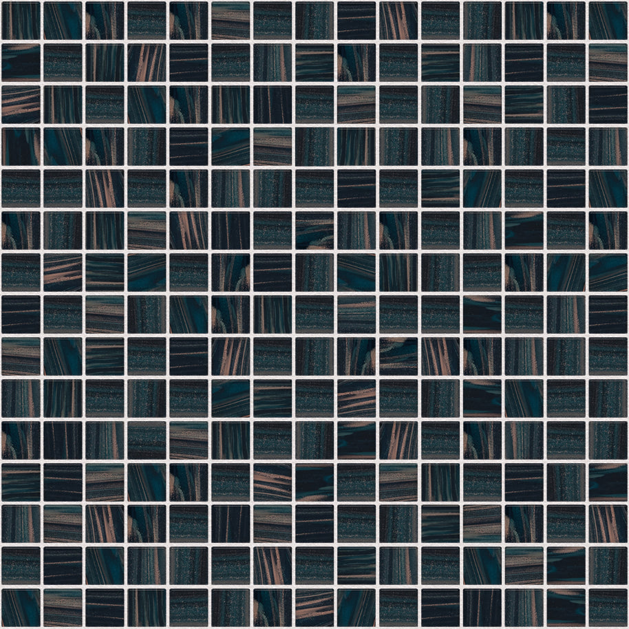 The Mosaic Factory Amsterdam Mozaiek Tegel Vierkant - Donker blauw Glas Goud Serie 322x322 mm