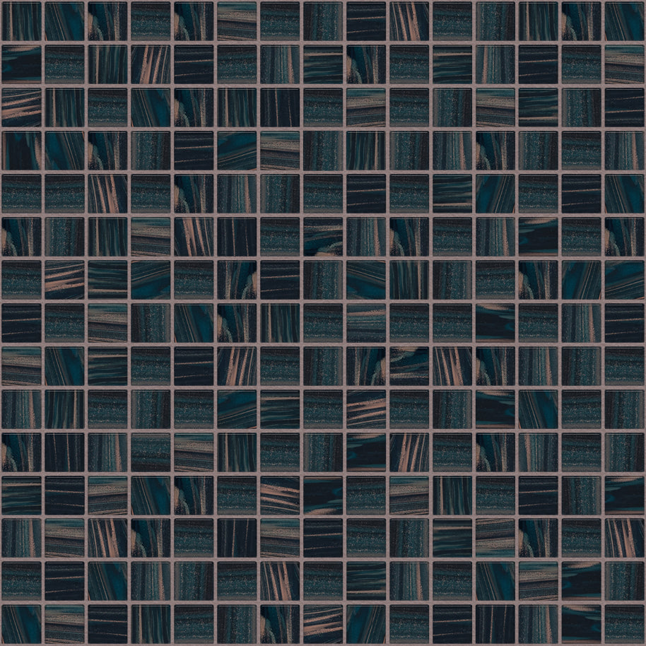 The Mosaic Factory Amsterdam Mozaiek Tegel Vierkant - Donker blauw Glas Goud Serie 322x322 mm