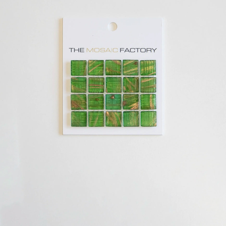 The Mosaic Factory Amsterdam Mozaiek Tegel Vierkant - Groen Glas Goud Serie 322x322 mm
