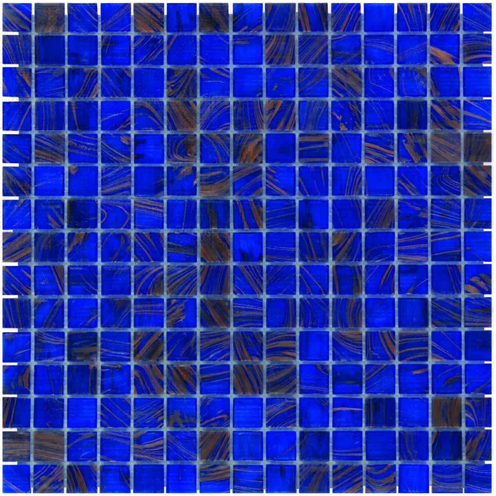 The Mosaic Factory Amsterdam Mozaiek Tegel Vierkant - Midden Blauw Glas Goud Serie 322x322 mm