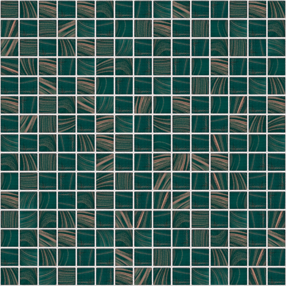The Mosaic Factory Amsterdam Mozaiek Tegel Vierkant - Midden Groen Glas Goud Serie 322x322 mm