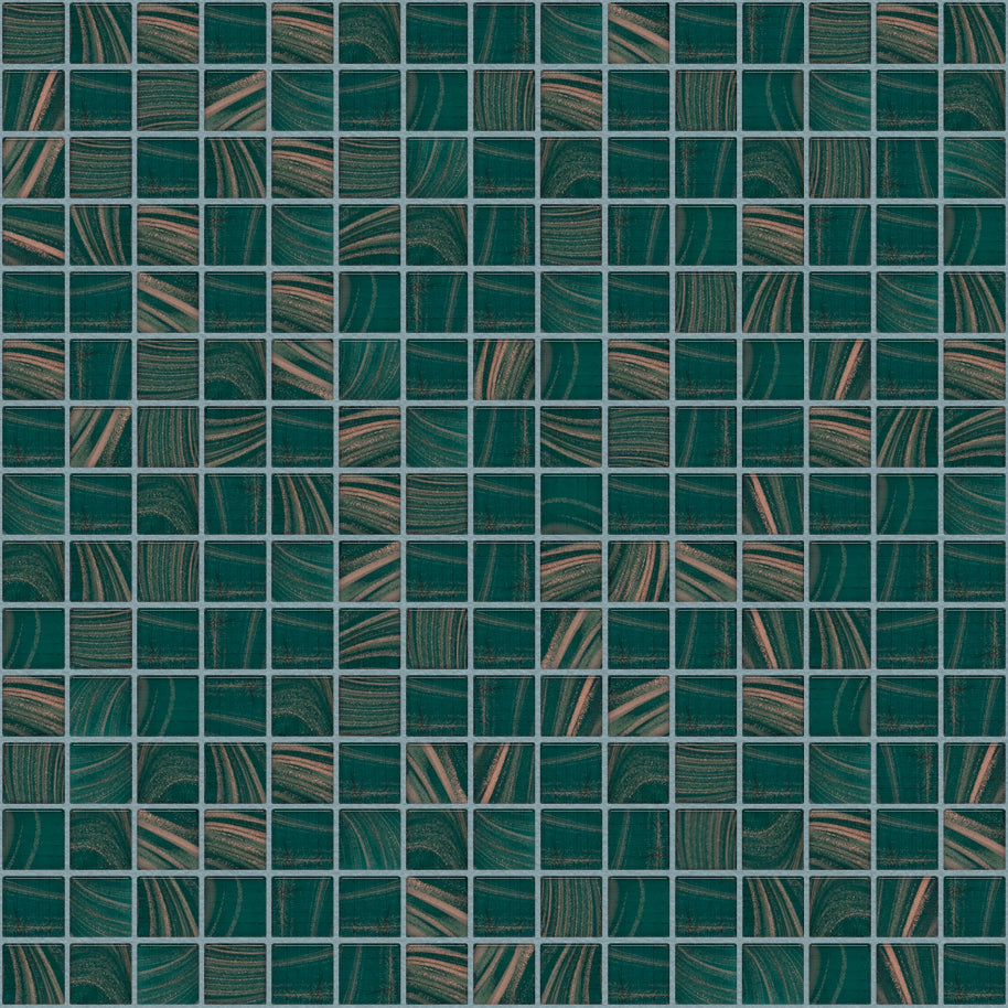 The Mosaic Factory Amsterdam Mozaiek Tegel Vierkant - Midden Groen Glas Goud Serie 322x322 mm