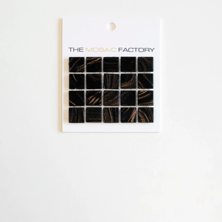 The Mosaic Factory Amsterdam Mozaiek Tegel Vierkant - Zwart Glas Goud Serie 322x322 mm