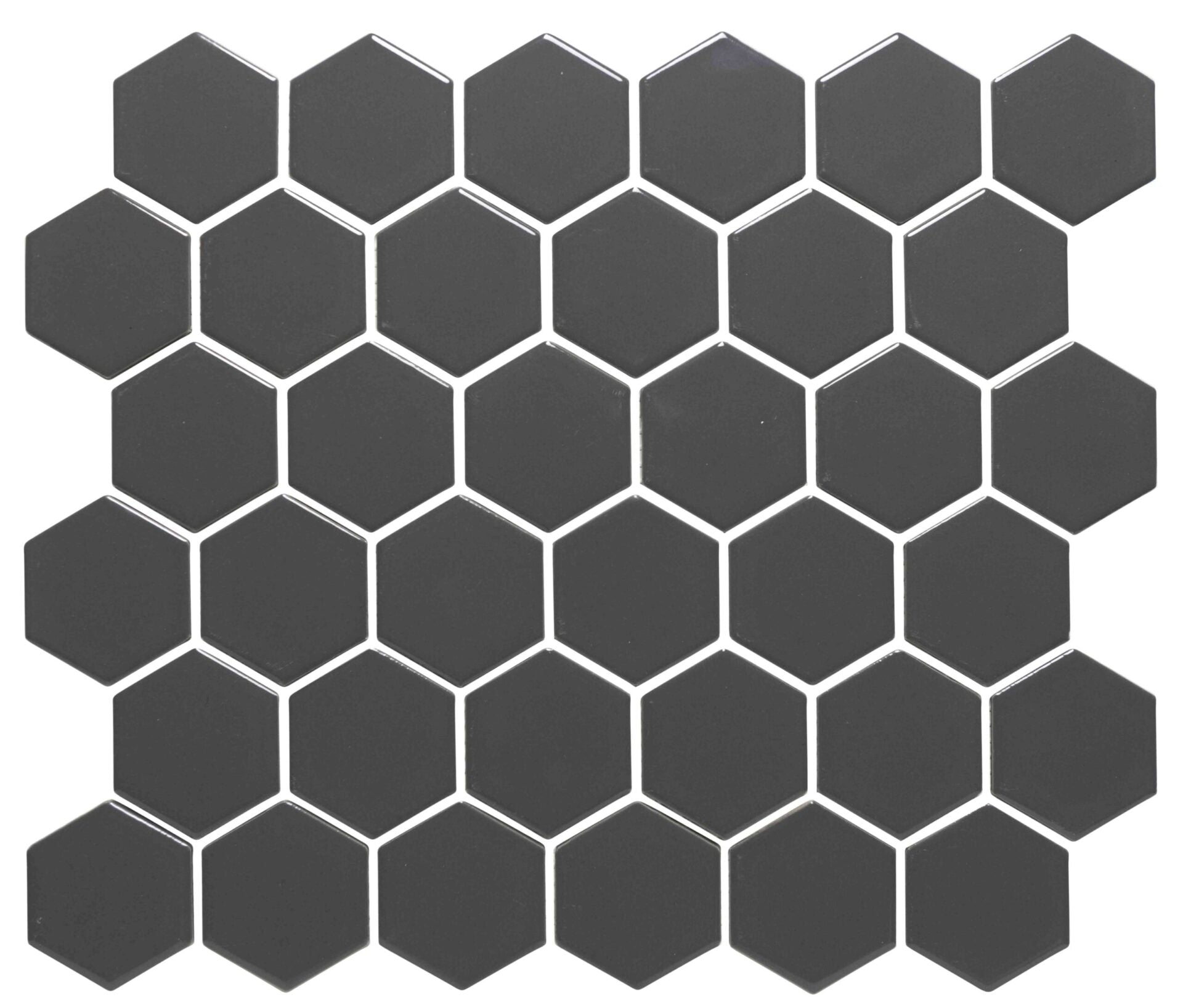 The Mosaic Factory Barcelona Mozaiek Tegel Hexagon - Donker Grijs Porselein Geglazuurd 281x325 mm