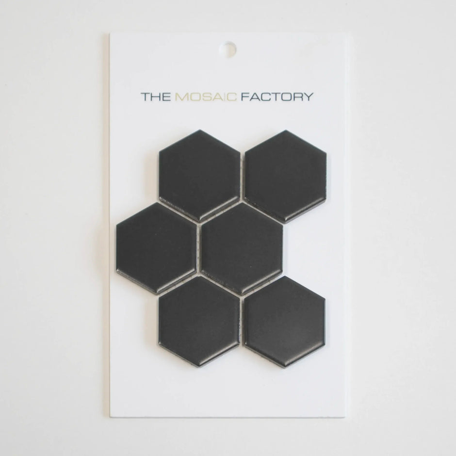 The Mosaic Factory Barcelona Mozaiek Tegel Hexagon - Donker Grijs Porselein Geglazuurd 281x325 mm