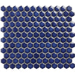 The Mosaic Factory Barcelona Mozaiek Tegel Hexagon - Kobalt blauw met rand Porselein Geglazuurd 260x300 mm
