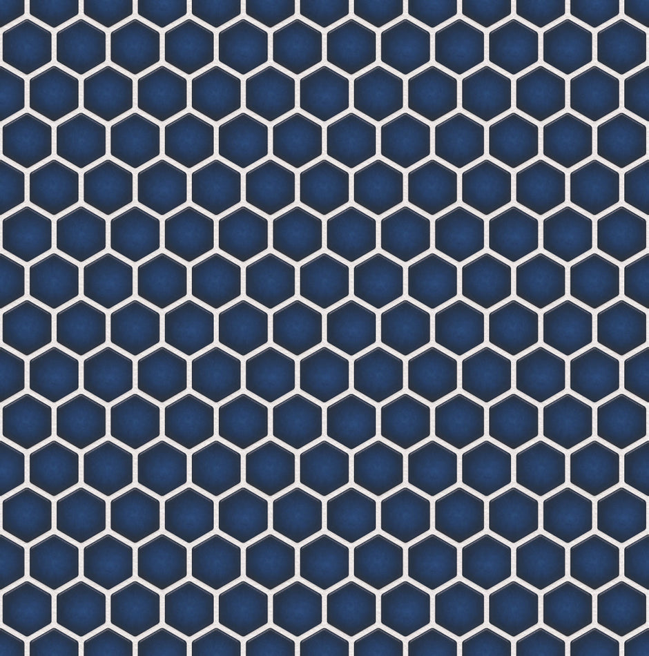 The Mosaic Factory Barcelona Mozaiek Tegel Hexagon - Kobalt blauw met rand Porselein Geglazuurd 260x300 mm