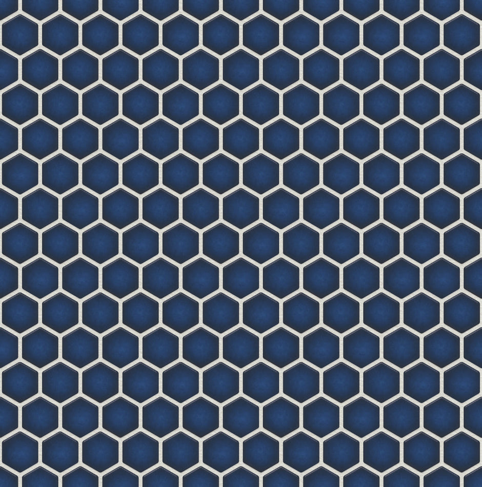 The Mosaic Factory Barcelona Mozaiek Tegel Hexagon - Kobalt blauw met rand Porselein Geglazuurd 260x300 mm