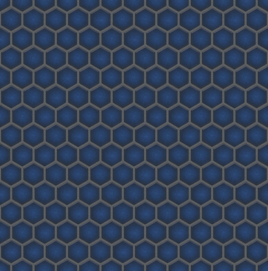 The Mosaic Factory Barcelona Mozaiek Tegel Hexagon - Kobalt blauw met rand Porselein Geglazuurd 260x300 mm