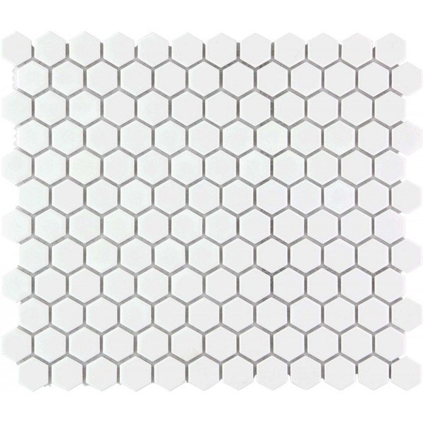 The Mosaic Factory Barcelona Mozaiek Tegel Hexagon - Wit Porselein Geglazuurd 260x300 mm