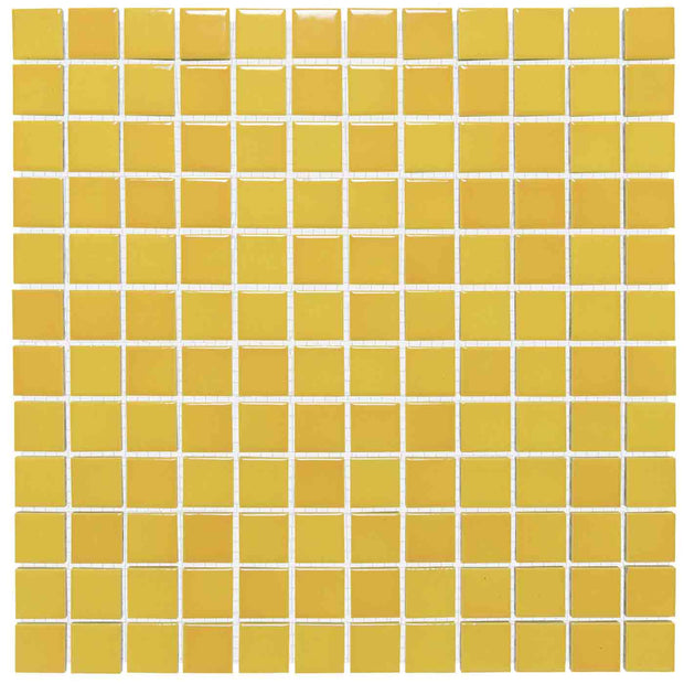 The Mosaic Factory Barcelona Mozaiek Tegel Vierkant - Geel gevlamd Porselein Geglazuurd 300x300 mm