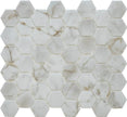 The Mosaic Factory Bianco Marmer Hexagon - Marmer Geprint op Gerecycled Glas, 276x329 mm
