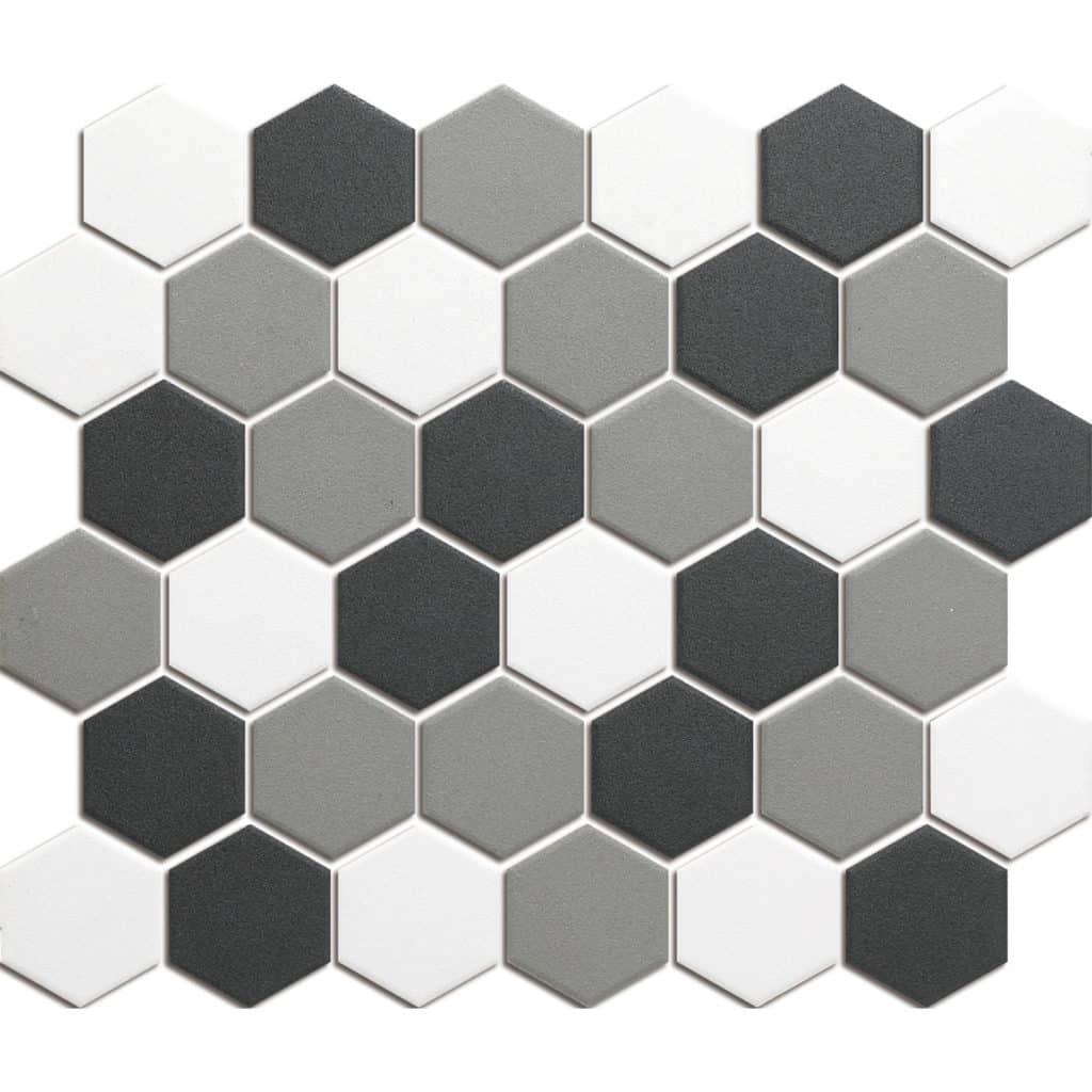 The Mosaic Factory London Mozaiek Tegel Hexagon - Contrast Mix Ongeglazuurd, R11 281x325 mm