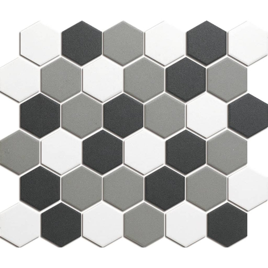 The Mosaic Factory London Mozaiek Tegel Hexagon - Contrast Mix Ongeglazuurd, R11 281x325 mm