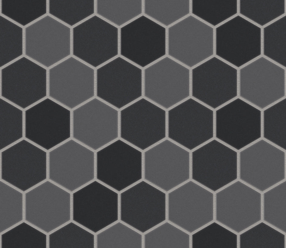 The Mosaic Factory London Mozaiek Tegel Hexagon - Donker Grijs Mix Porselein Ongeglazuurd, R11 281x325 mm