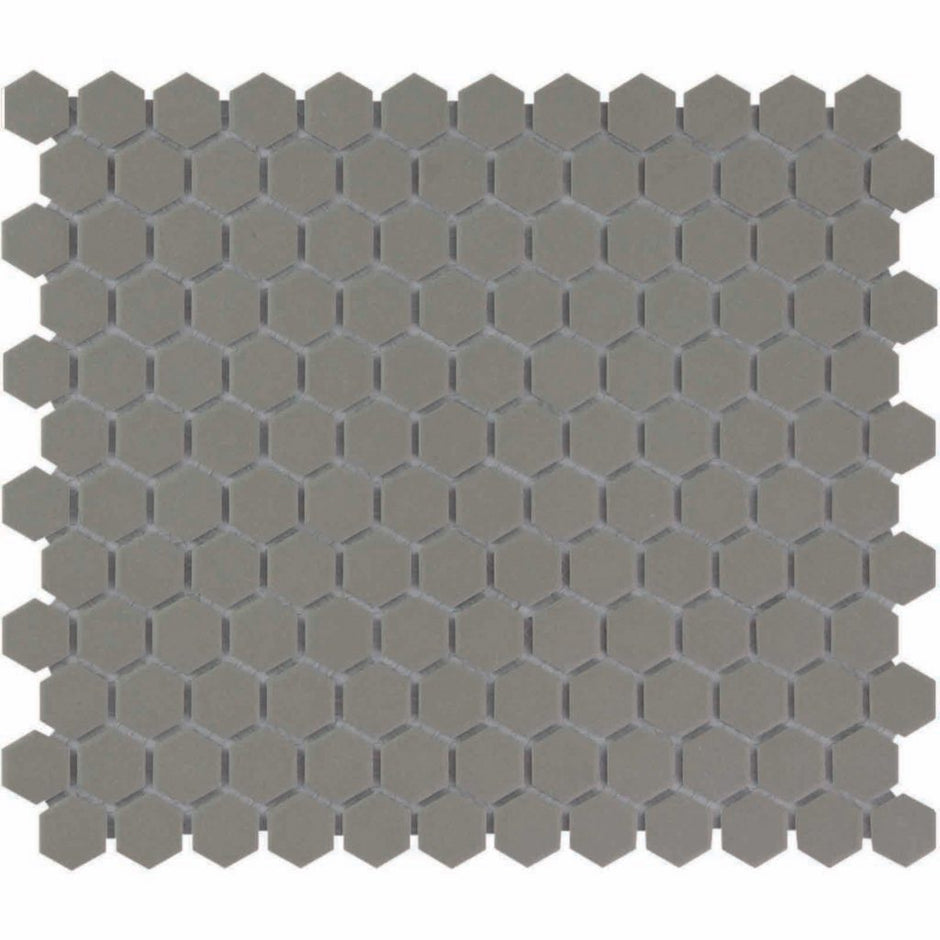 The Mosaic Factory London Mozaiek Tegel Hexagon - Donker Grijs Porselein Ongeglazuurd, R11 260x300 mm