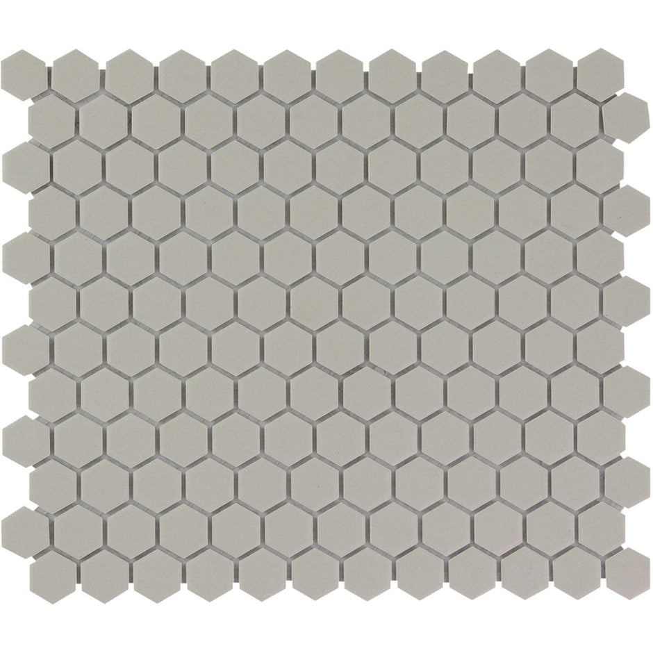 The Mosaic Factory London Mozaiek Tegel Hexagon - Grijs Porselein Ongeglazuurd, R11 260x300 mm