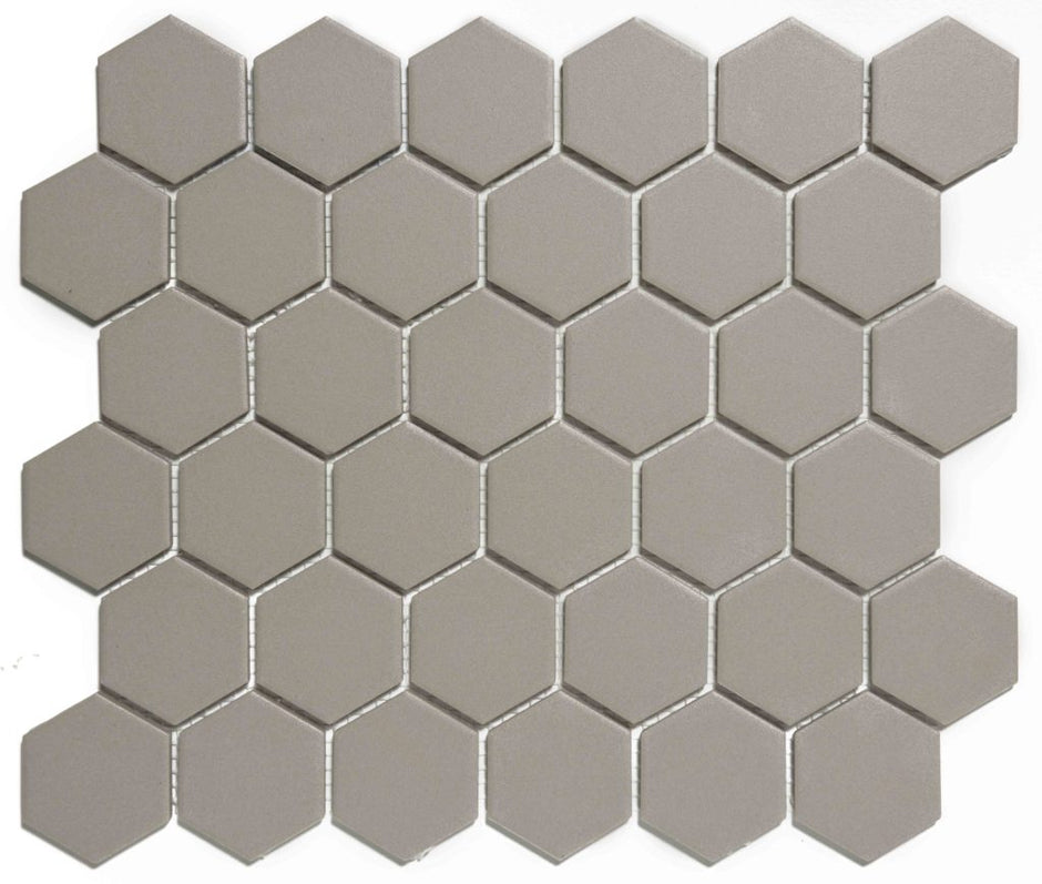 The Mosaic Factory London Mozaiek Tegel Hexagon - Grijs Porselein Ongeglazuurd, R11 281x325 mm
