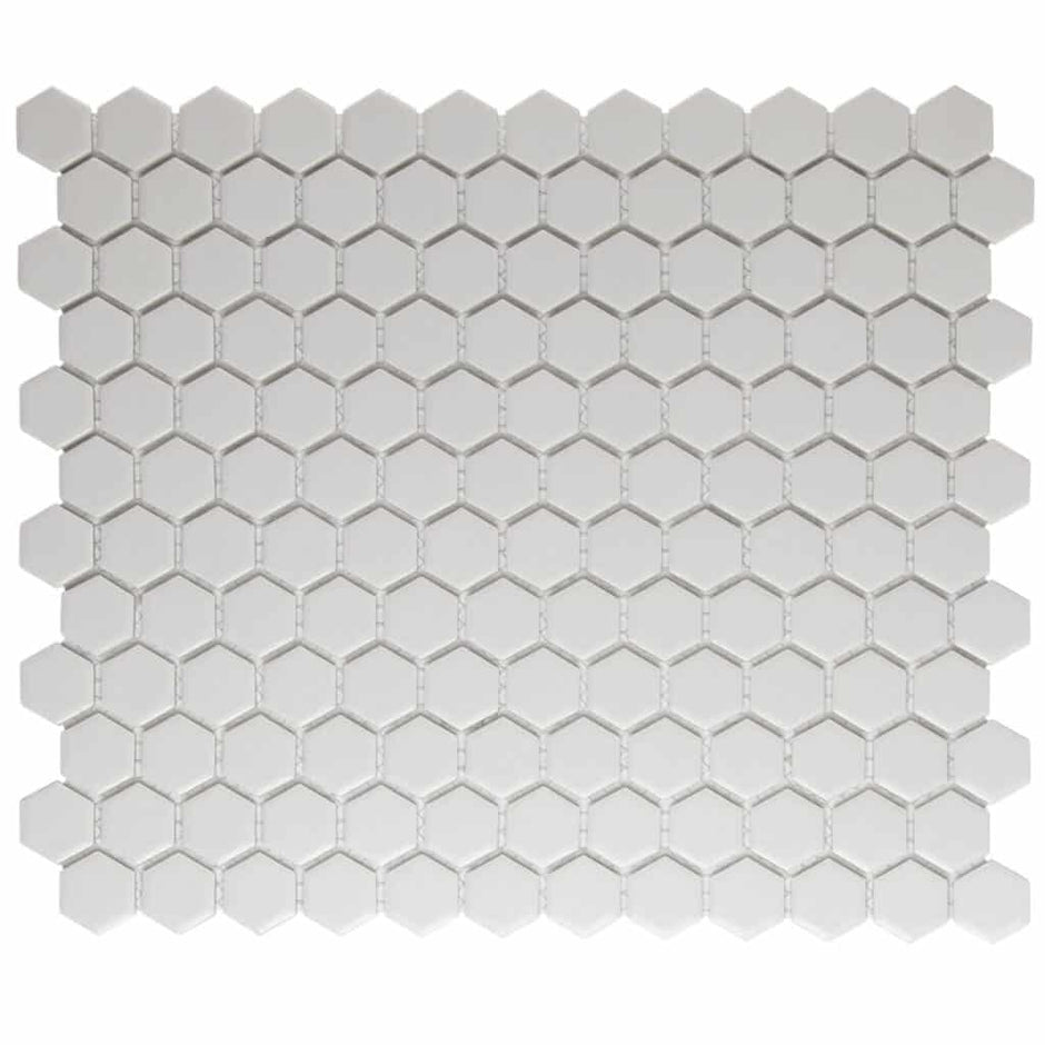 The Mosaic Factory London Mozaiek Tegel Hexagon - Super Wit Porselein Ongeglazuurd, R11 260x300 mm