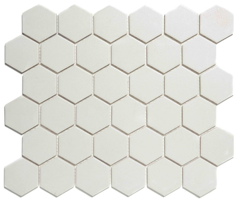 The Mosaic Factory London Mozaiek Tegel Hexagon - Super Wit Porselein Ongeglazuurd, R11 281x325 mm