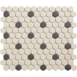 The Mosaic Factory London Mozaiek Tegel Hexagon - Wit/Zwart Porselein Ongeglazuurd, 18 black dots 260x300 mm